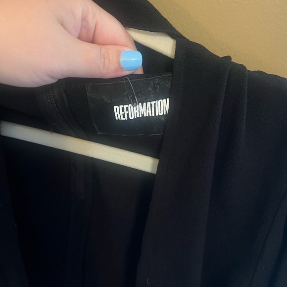 Reformation Campbell Deep V-Neck Wrap Tie Mini Dress Size Small - Picture 5 of 14